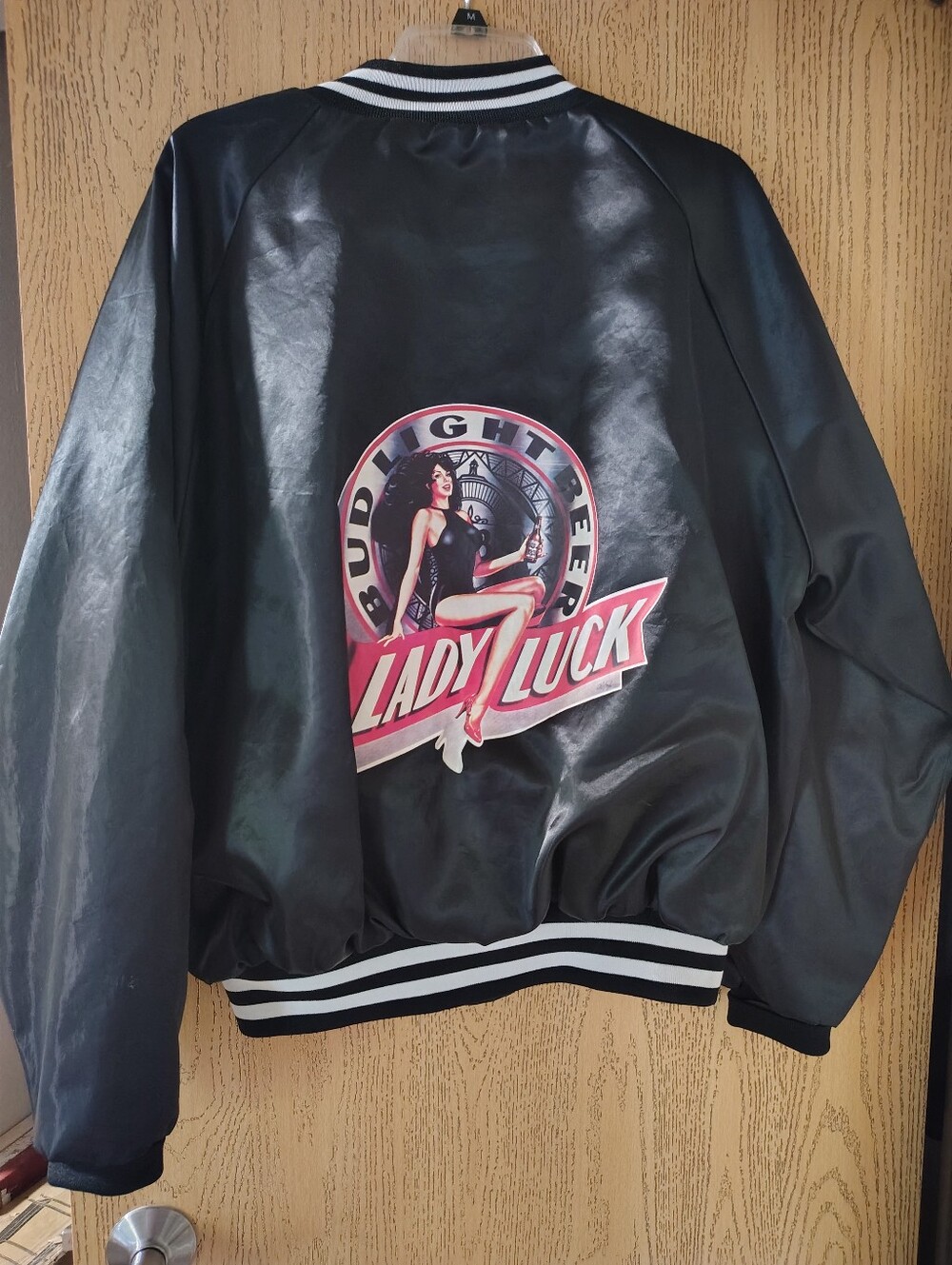Lady Luck Bomber Jacket - Black - Bud Light Beer Graphic